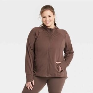 All in Motion Full Zip Athletic Jacket Brown XXL NWT Thumbholes